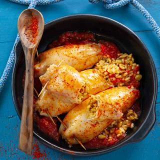 Encornets farcis et piperade Encornets farcis et piperade