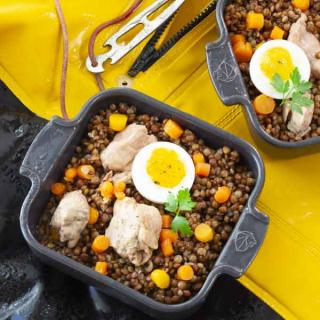 Salade de lentilles au foie de morue Salade de lentilles au foie de morue