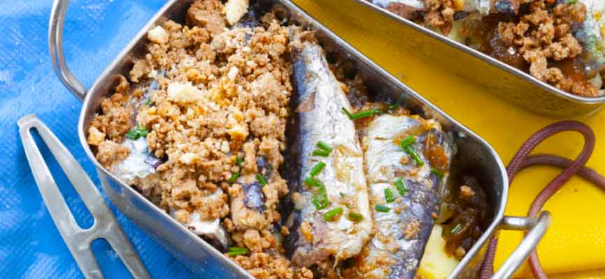 Crumble de sardines aux échalotes Crumble de sardines aux échalotes