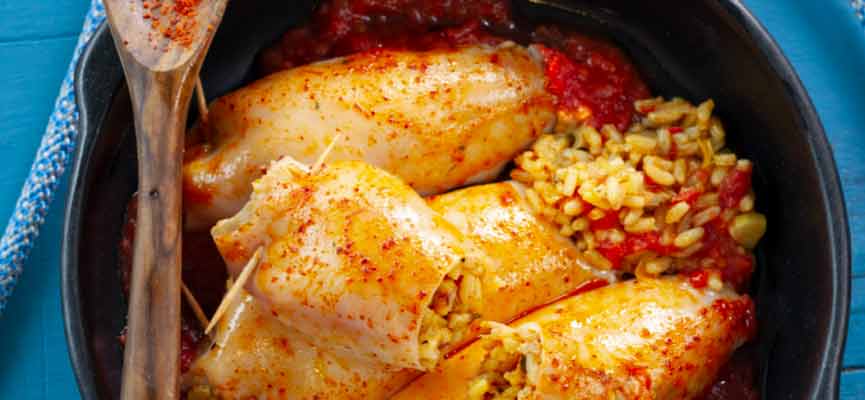 Encornets farcis et piperade Encornets farcis et piperade