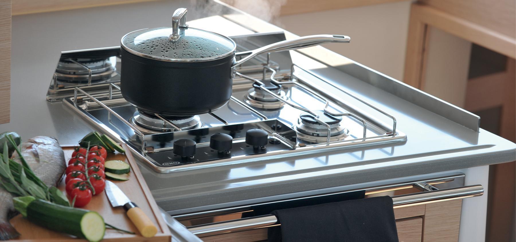 ENO MASTER 3 Inox allumeur CE Plaque encastrable compacte gaz 3 feux en inox avec allumeur